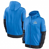 Men's Los Angeles Chargers New 2020 Nike Blue Black Fan Gear Mascot Performance Full Zip Hoodie,baseball caps,new era cap wholesale,wholesale hats